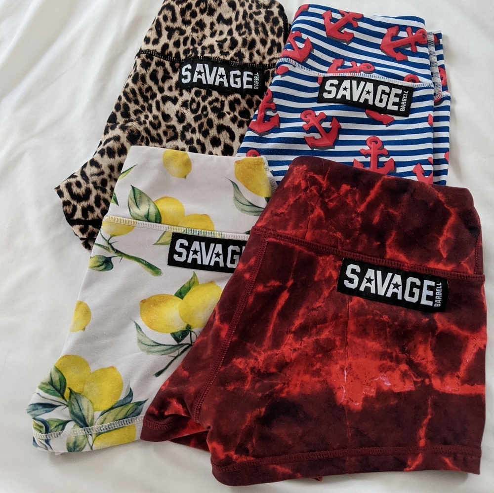 XS savage barbell booty shorts